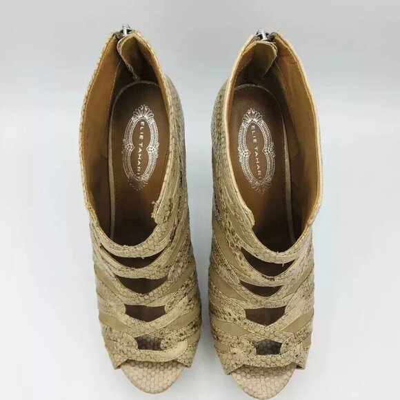Elie Tahari Womens Shoes US 10.5/EU 40.5 Leather Ankle Heel Snake Print Platform - Picture 4 of 12